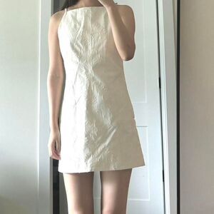 Zara Women's White and Cream Dress